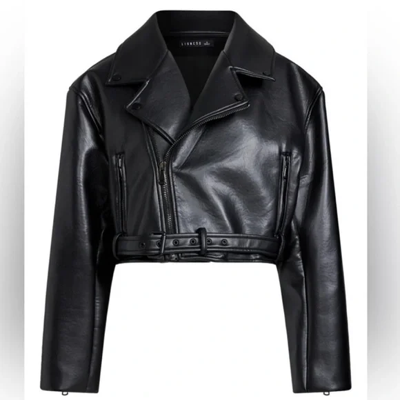 Lioness Staten Black Vegan Motorcycle Buckle Jacket - NWT - Picture 2 of 5